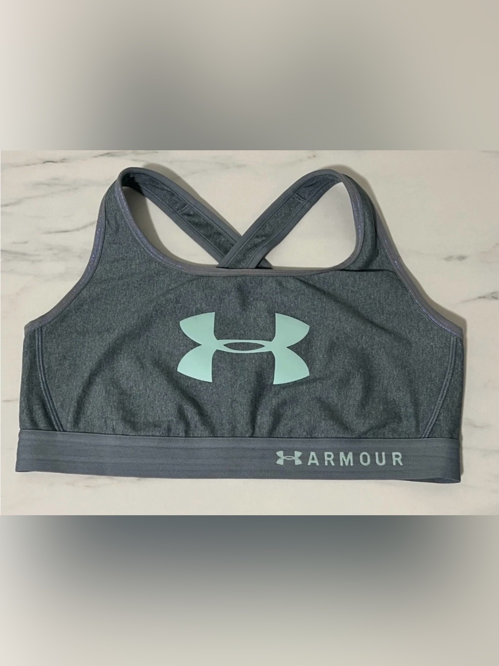 1X 48-50 Womens Plus UNDER ARMOUR Logo Crossback Sports Bra Top Compression Gym